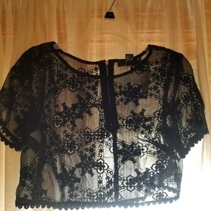 Forever 21 Black Lace Crop Top  Size M